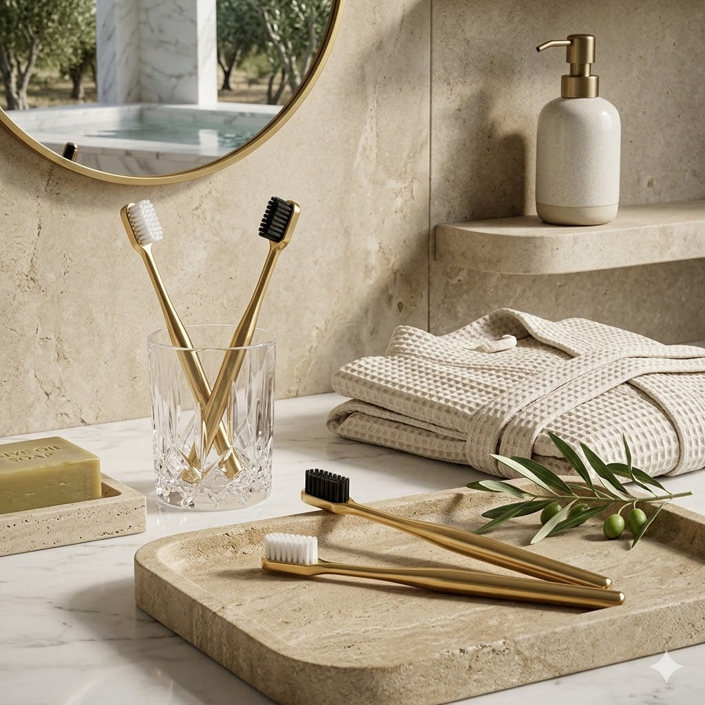 Brosse à Dents Design Dorée ou Argentée