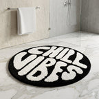 Tapis de Douche Rond Moderne Noir et Blanc