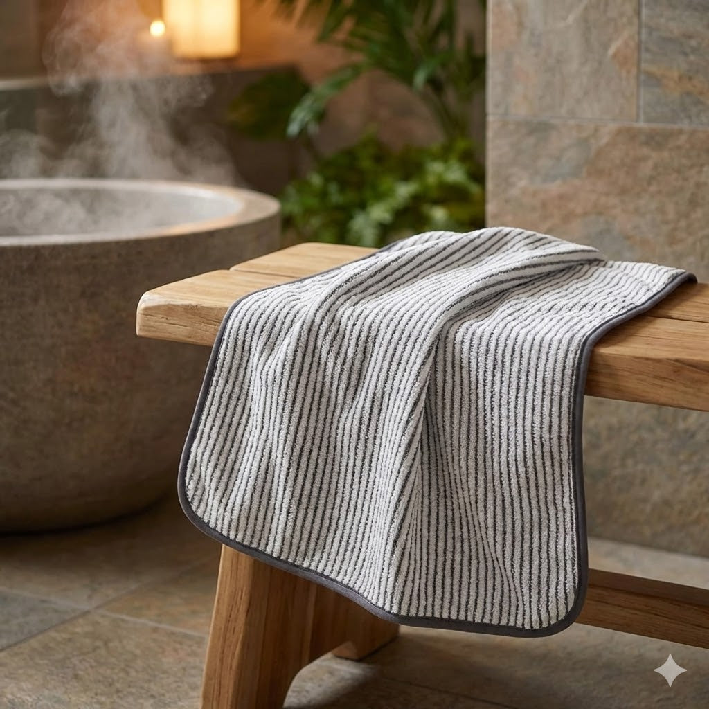 Serviette Mains à Rayures En Polaire