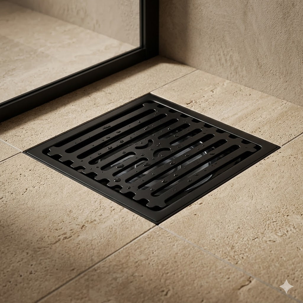 Bonde de Douche Carrée Inox 10x10 cm Anti-Odeur