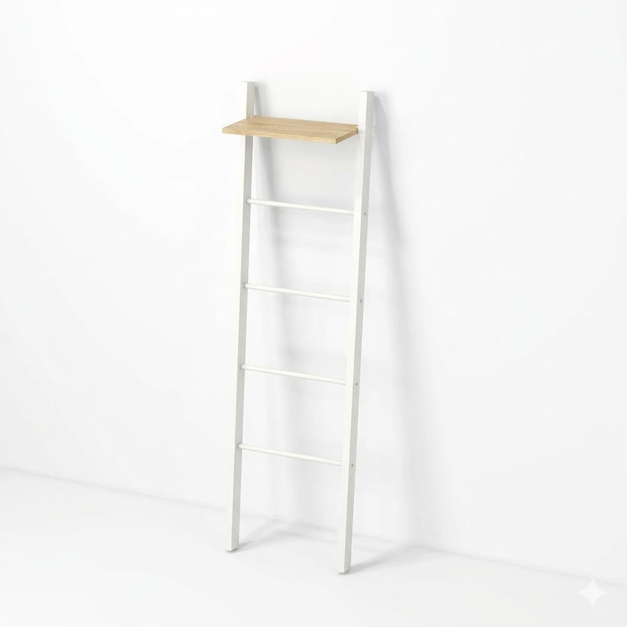 Porte-Serviettes Échelle Avec Étagère – Blanc Design