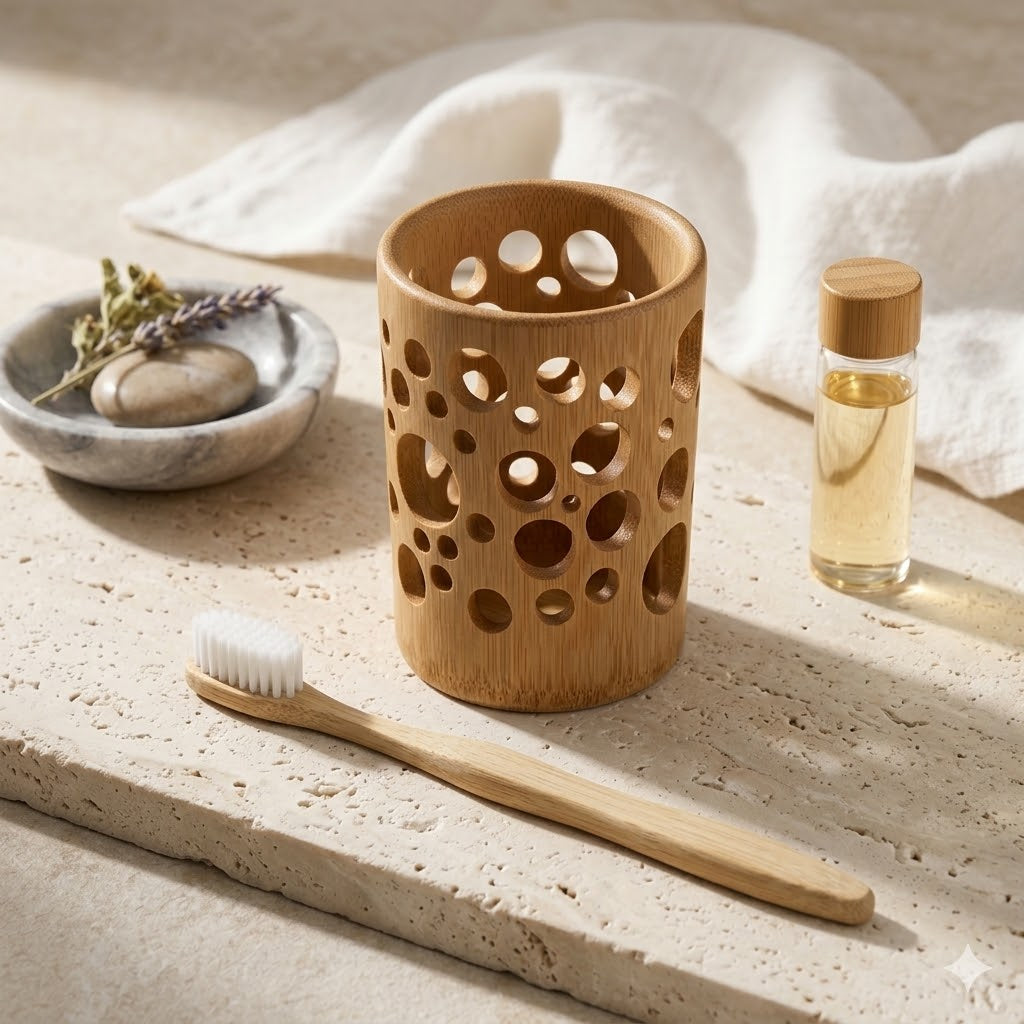 Porte Brosse à Dents Bambou Aéré – 3 Formes