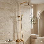 Colonne de douche thermostatique dorée 3 voies