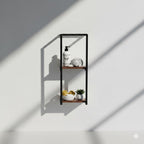 Porte-serviettes mural avec étagères en acier et bois | Rangement salle de bain moderne
