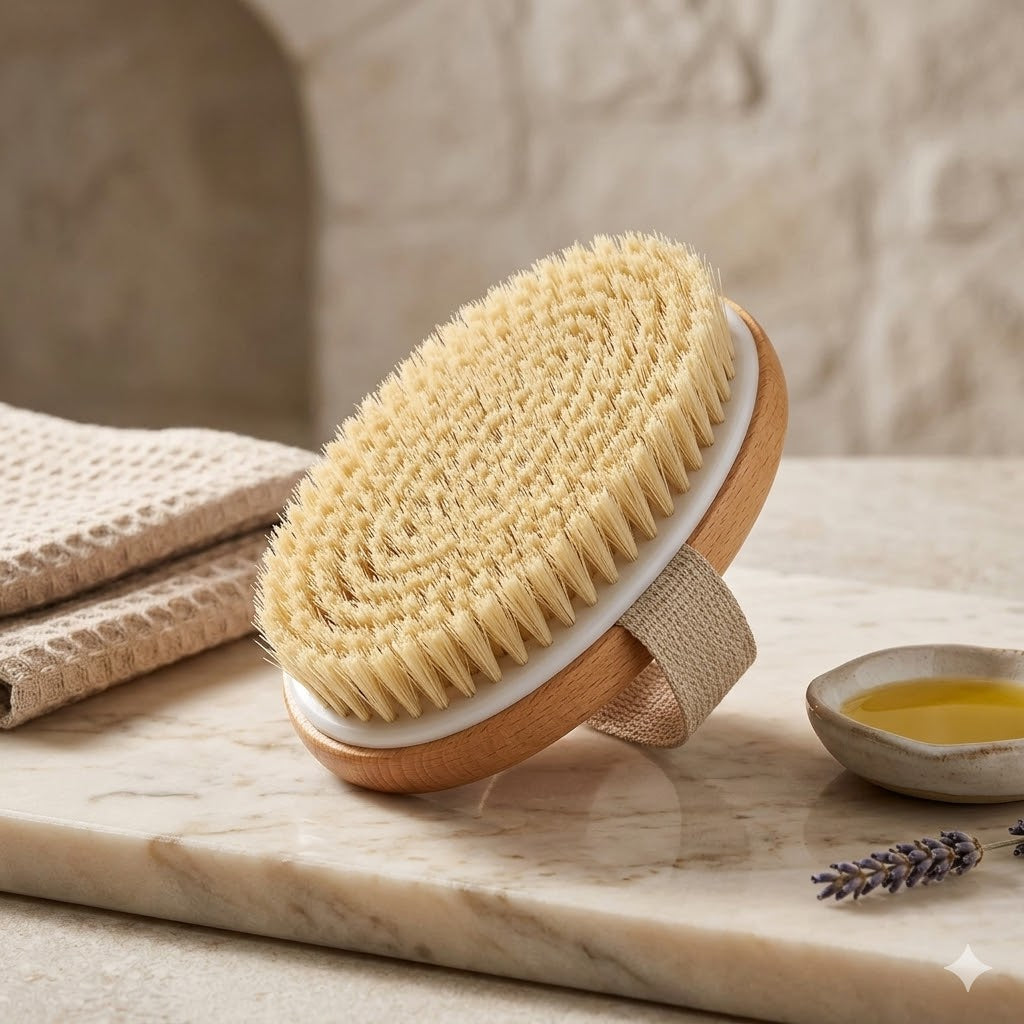 Brosse Corps Exfoliante Bois Naturel – Soin Peau Lumineuse