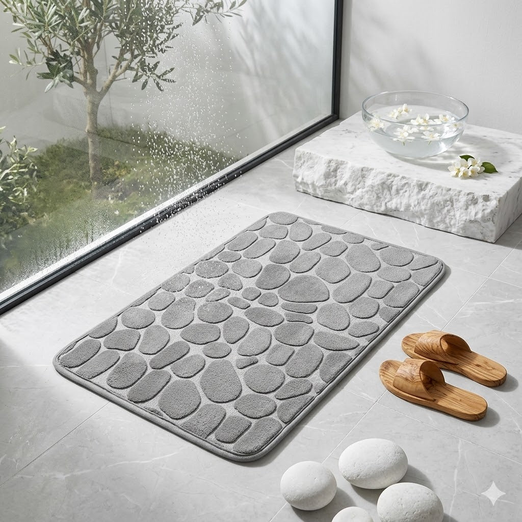 Tapis de Douche Antidérapant Effet Galets