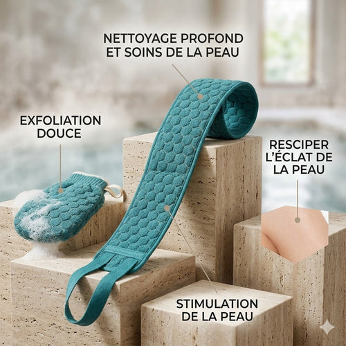 Brosse Dos Douche Exfoliante Avec Gant – vue 2