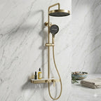 Colonne De Douche Thermostatique Dorée Avec Tablette