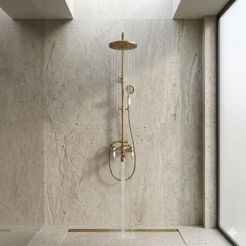 Colonne de douche rétro en laiton finition antique