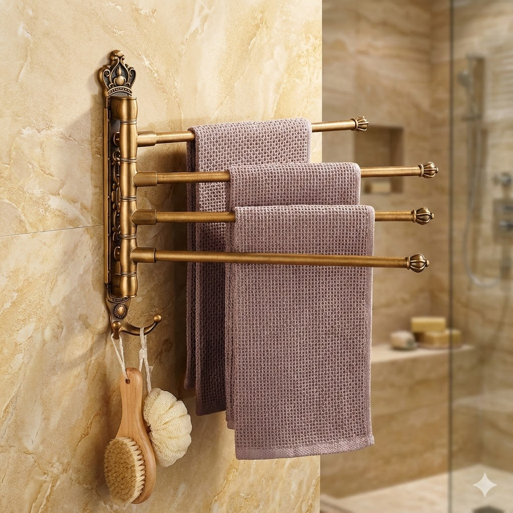 Porte-serviette mural pivotant bronze antique 2 à 5 barres