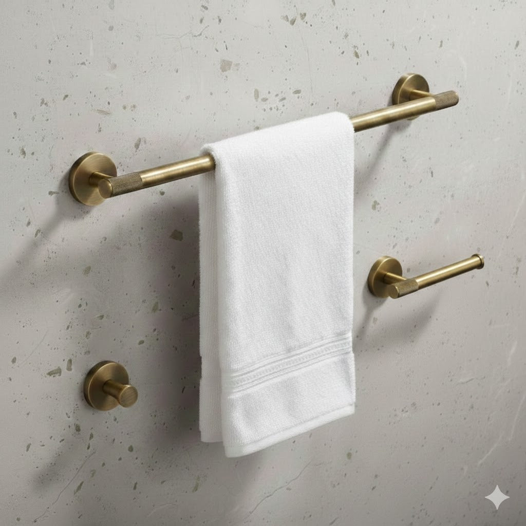 Porte-serviette mural en laiton moleté finition bronze antique