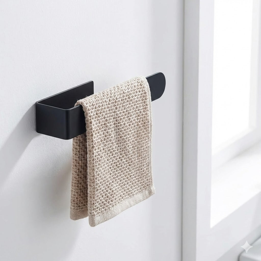 Porte-serviette mural sans perçage en acier inoxydable | Barre simple adhésive