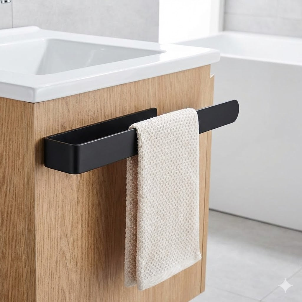 Porte-serviette mural sans perçage en acier inoxydable | Barre simple adhésive