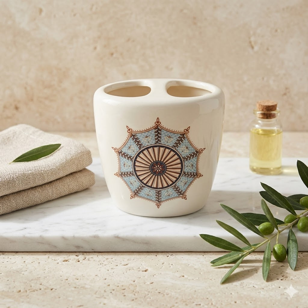 Porte Brosse à Dents Céramique Florale