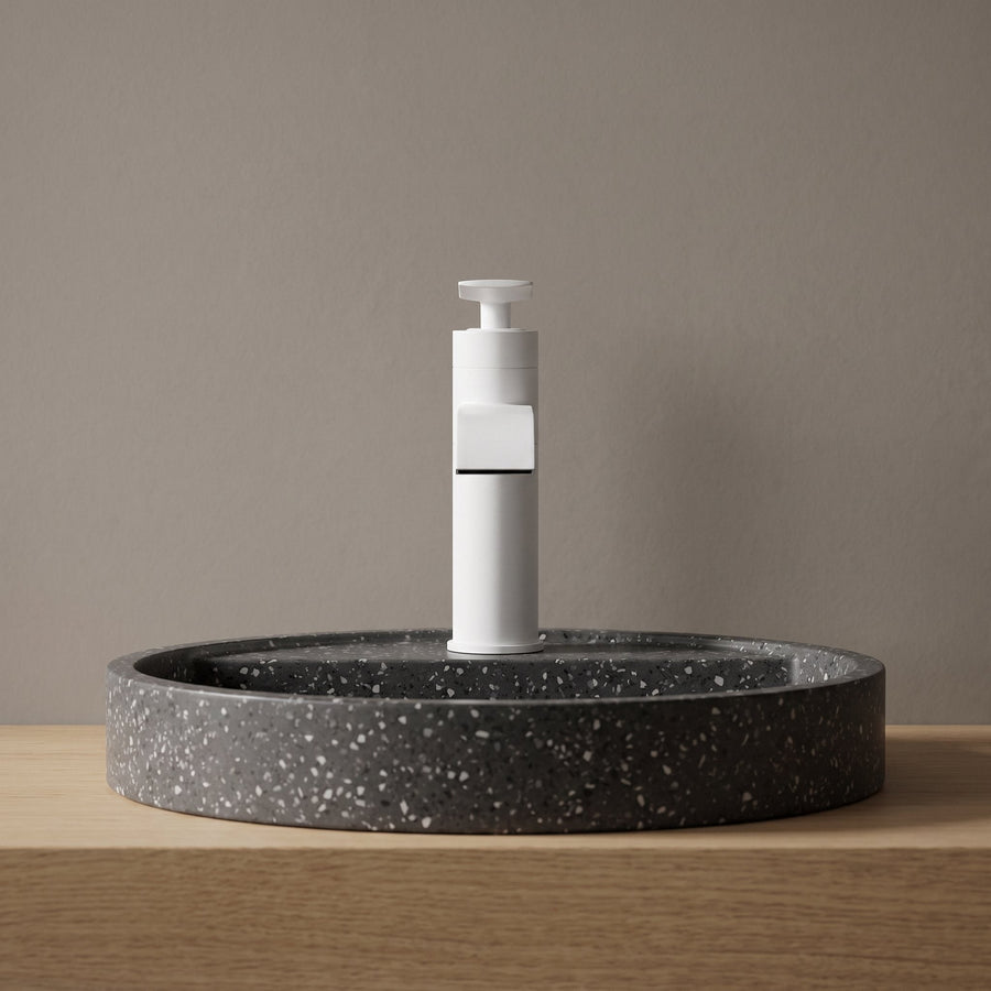 Robinet Lavabo Cascade Vetra Blanc Mat Laiton — Mitigeur Rétro
