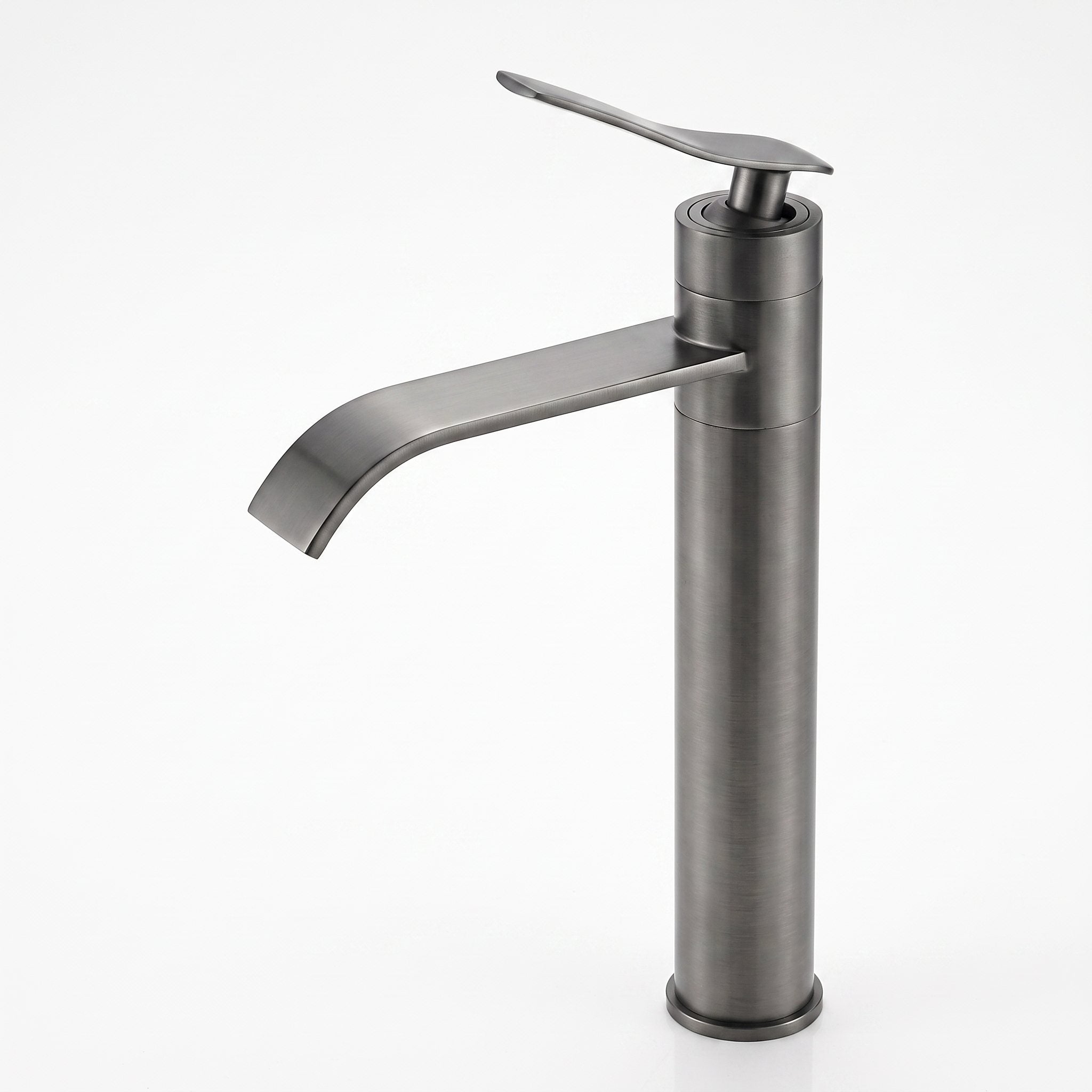 Robinet lavabo cascade Vetra gris modèle haut 290 mm sur fond blanc